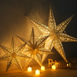 30-45-60cm Hollow Star Hanging Pendant Eid Mubarak Christmas Ramadan Decoration (3PCS/Set)