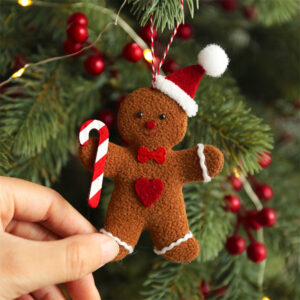 3Pcs Fuzzy Gingerbread Man Doll Xmas Tree